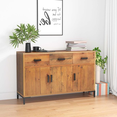 vidaXL Credenza Marrone 110x35x70 cm in Legno Massello di Pino