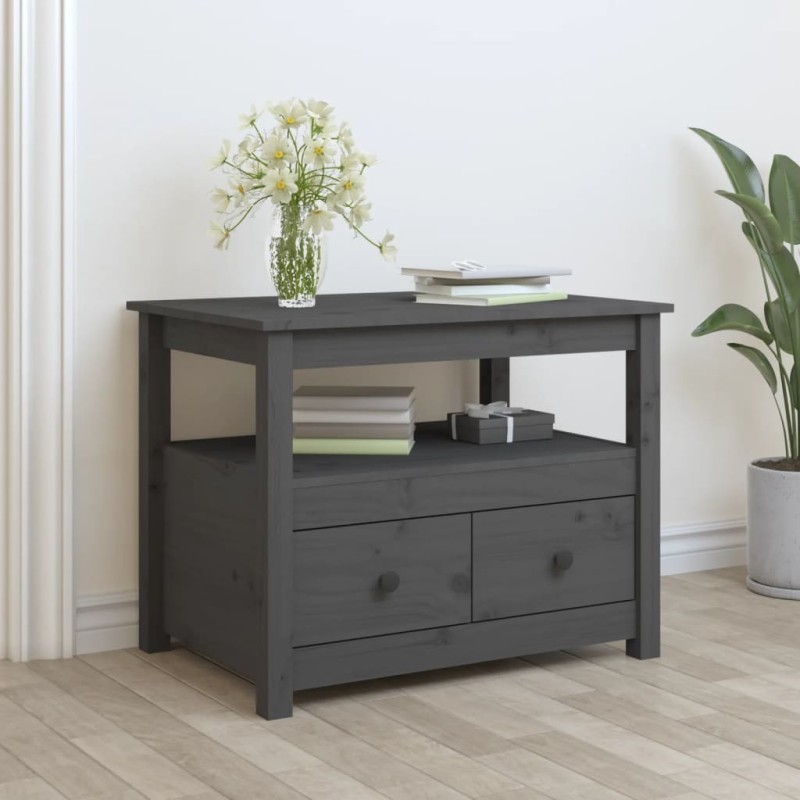 Tavolino da Salotto Grigio 71x49x55 cm Legno Massello di Pino Tavolino da Salotto Grigio 71x49x55 cm Legno Massello di Pino
