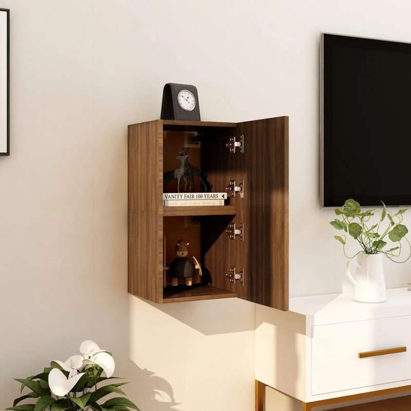 Armadietti TV Montati a Parete 2pz Rovere Marrone 30,5x30x30 cm Armadietti TV Montati a Parete 2pz Rovere Marrone 30,5x30x30 cm
