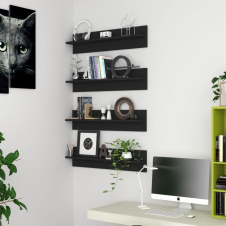 vidaXL Mensole a Muro 4 pz Nere 80x11,5x18 cm in Truciolato