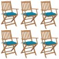 vidaXL Sedie da Giardino Pieghevoli 6 pz con Cuscini Massello Acacia vidaXL Sedie da Giardino Pieghevoli 6 pz con Cuscini Massello Acacia