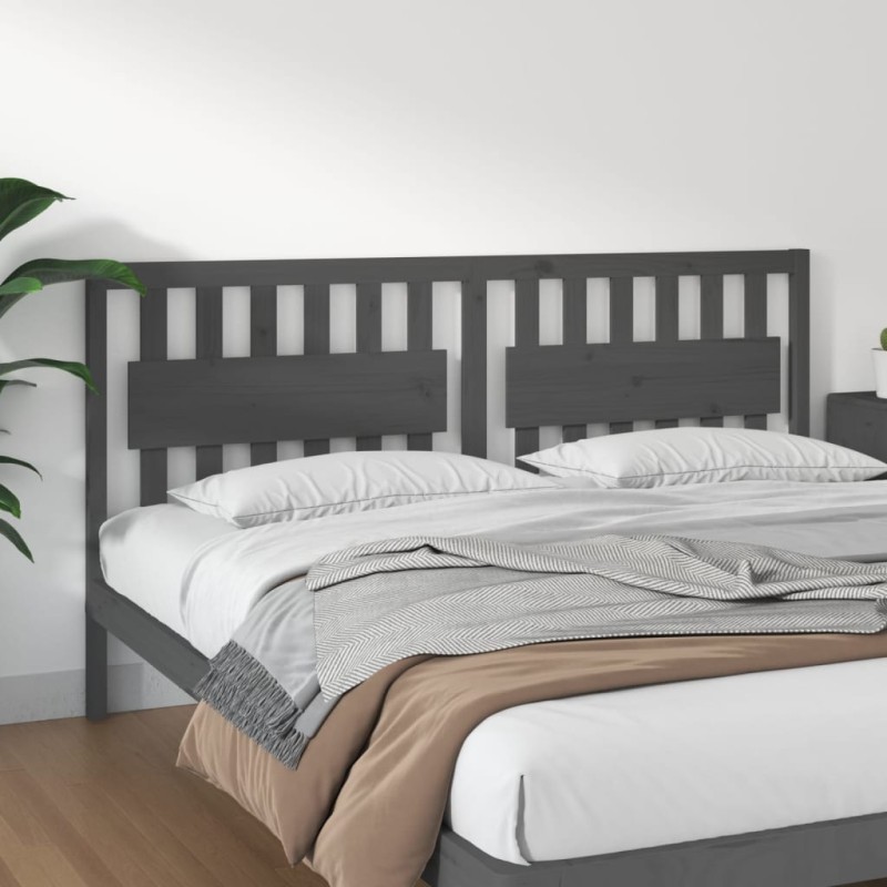Testiera per Letto Grigia 185,5x4x100 cm Legno Massello di Pino Testiera per Letto Grigia 185,5x4x100 cm Legno Massello di Pino