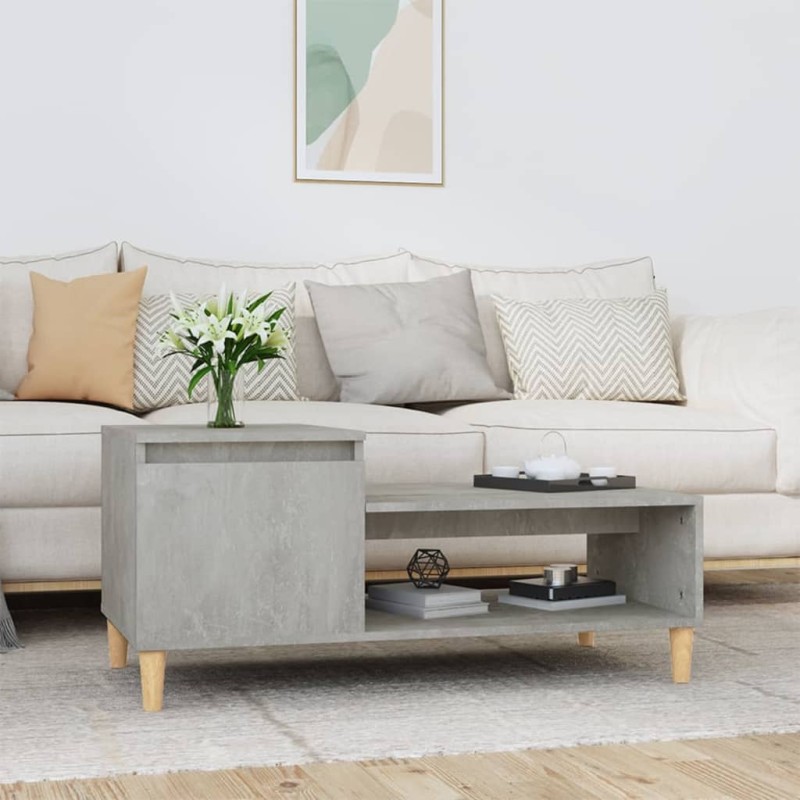 Tavolino Salotto Grigio Cemento 100x50x45 cm Legno Multistrato Tavolino Salotto Grigio Cemento 100x50x45 cm Legno Multistrato