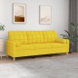 vidaXL Divano a 3 Posti con Cuscini Giallo Chiaro 180 cm in Tessuto vidaXL Divano a 3 Posti con Cuscini Giallo Chiaro 180 cm in Tessuto