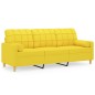 vidaXL Divano a 3 Posti con Cuscini Giallo Chiaro 180 cm in Tessuto vidaXL Divano a 3 Posti con Cuscini Giallo Chiaro 180 cm in Tessuto