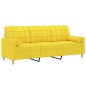 vidaXL Divano a 3 Posti con Cuscini Giallo Chiaro 180 cm in Tessuto vidaXL Divano a 3 Posti con Cuscini Giallo Chiaro 180 cm in Tessuto