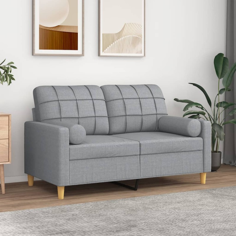 vidaXL Divano a 2 Posti con Cuscini Grigio Chiaro 120 cm in Tessuto vidaXL Divano a 2 Posti con Cuscini Grigio Chiaro 120 cm in Tessuto