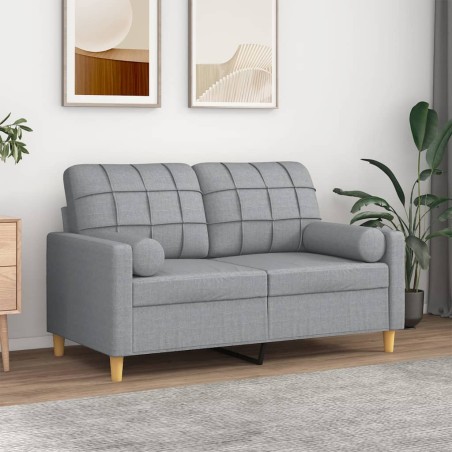 vidaXL Divano a 2 Posti con Cuscini Grigio Chiaro 120 cm in Tessuto