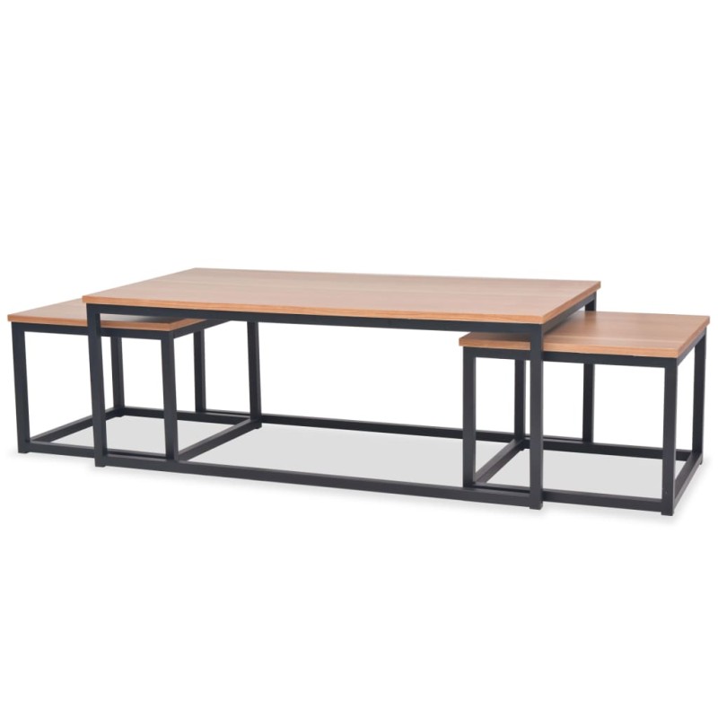 vidaXL Set Tavolini da Caffè 3 pz in Legno di Frassino vidaXL Set Tavolini da Caffè 3 pz in Legno di Frassino