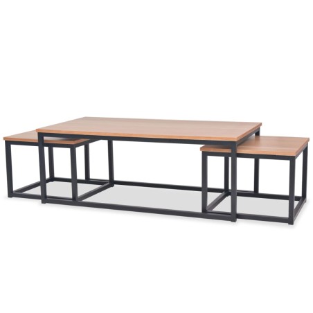 vidaXL Set Tavolini da Caffè 3 pz in Legno di Frassino 