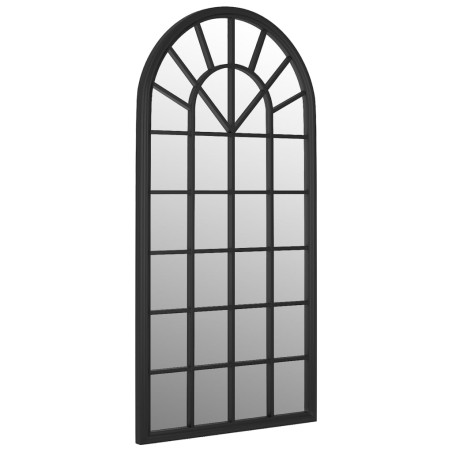 vidaXL Specchio da Giardino Nero 90x45 cm in Ferro per Uso Esterno