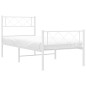 vidaXL Giroletto con Testiera e Pediera Metallo Bianco 90x190 cm vidaXL Giroletto con Testiera e Pediera Metallo Bianco 90x190 cm