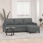 vidaXL Divano a 3 Posti con Poggiapiedi Grigio Scuro 180cm in Tessuto vidaXL Divano a 3 Posti con Poggiapiedi Grigio Scuro 180cm in Tessuto