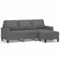 vidaXL Divano a 3 Posti con Poggiapiedi Grigio Scuro 180cm in Tessuto vidaXL Divano a 3 Posti con Poggiapiedi Grigio Scuro 180cm in Tessuto