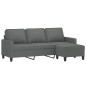 vidaXL Divano a 3 Posti con Poggiapiedi Grigio Scuro 180cm in Tessuto vidaXL Divano a 3 Posti con Poggiapiedi Grigio Scuro 180cm in Tessuto