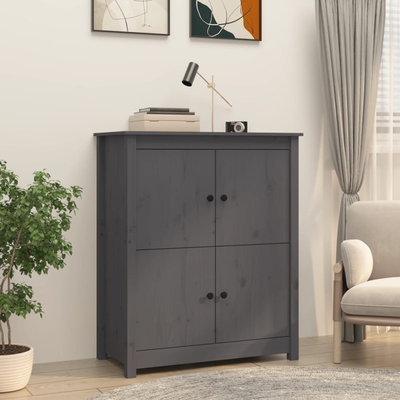 Credenza Grigia 83x41,5x100 cm in Legno Massello di Pino Credenza Grigia 83x41,5x100 cm in Legno Massello di Pino