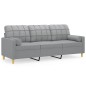 vidaXL Divano a 3 Posti con Cuscini Grigio Chiaro 180 cm in Tessuto vidaXL Divano a 3 Posti con Cuscini Grigio Chiaro 180 cm in Tessuto