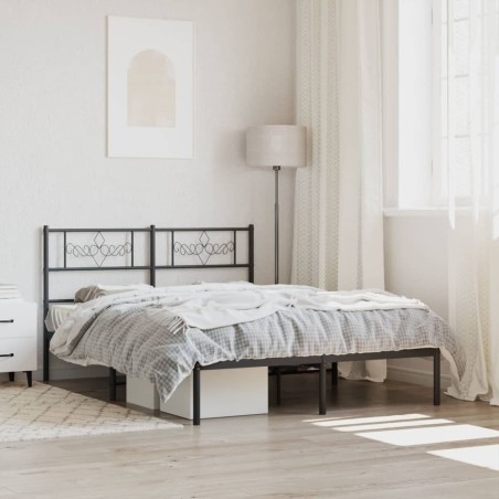 vidaXL Giroletto con Testiera in Metallo Nero 120x190 cm