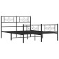 vidaXL Giroletto con Testiera e Pediera Metallo Nero 140x190 cm vidaXL Giroletto con Testiera e Pediera Metallo Nero 140x190 cm