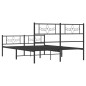 vidaXL Giroletto con Testiera e Pediera Metallo Nero 140x190 cm vidaXL Giroletto con Testiera e Pediera Metallo Nero 140x190 cm