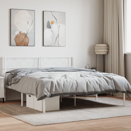 vidaXL Giroletto con Testiera Metallo Bianco 135x190 cm