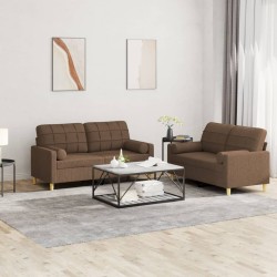 vidaXL Set di Divani 2 pz con Cuscini Marrone in Tessuto