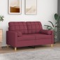 vidaXL Divano a 2 Posti con Cuscini Rosso Vino 120 cm in Tessuto vidaXL Divano a 2 Posti con Cuscini Rosso Vino 120 cm in Tessuto
