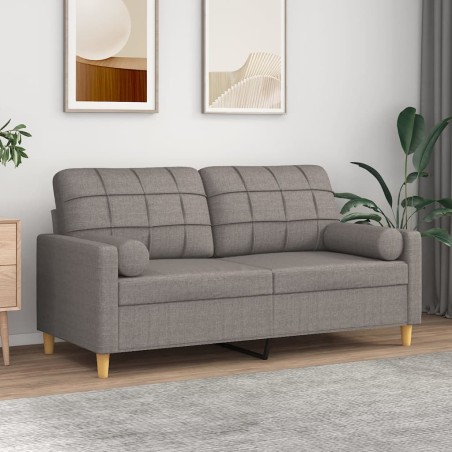 vidaXL Divano a 2 Posti con Cuscini Tortora 140 cm in Tessuto