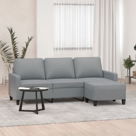vidaXL Divano a 3 Posti con Poggiapiedi Grigio Chiaro 180cm in Tessuto