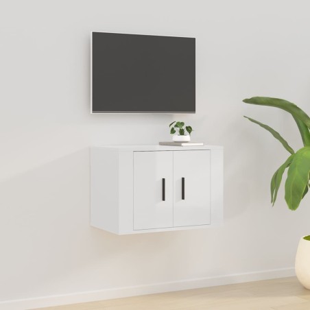 Mobile Porta TV a Parete Bianco Lucido 57x34,5x40 cm