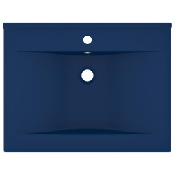 vidaXL Lavandino con Foro Rubinetto Blu Scuro Opaco 60x46 cm in Ceramica