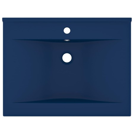 vidaXL Lavandino con Foro Rubinetto Blu Scuro Opaco 60x46 cm in Ceramica