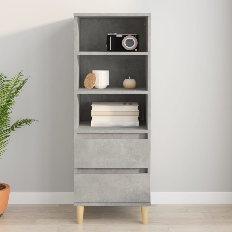 Credenza Grigio Cemento 40x36x110 cm in Legno Multistrato Credenza Grigio Cemento 40x36x110 cm in Legno Multistrato