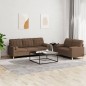 vidaXL Set di Divani 2 pz con Cuscini Marrone in Tessuto vidaXL Set di Divani 2 pz con Cuscini Marrone in Tessuto