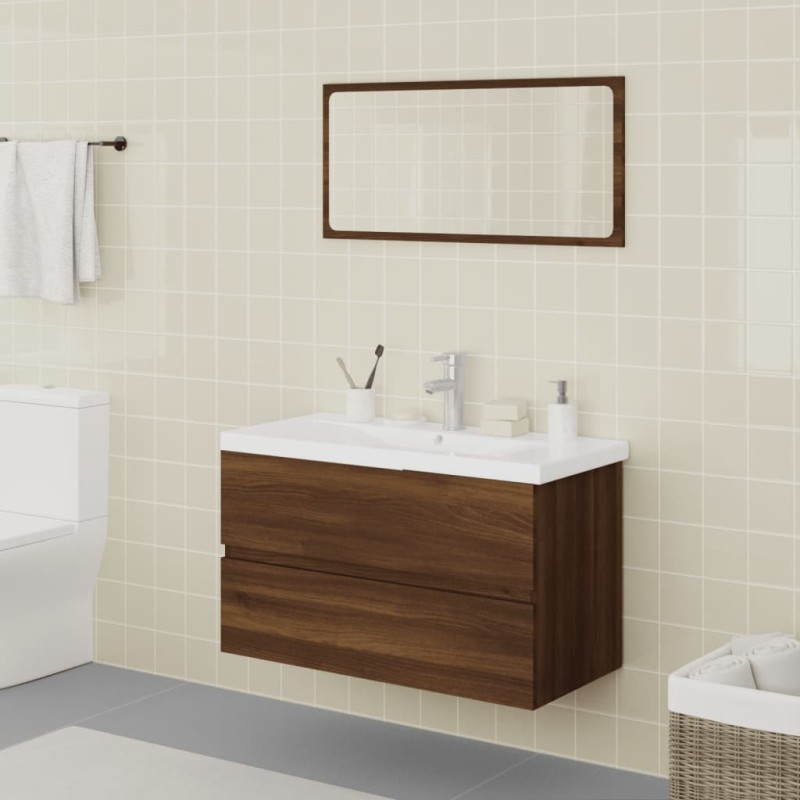 vidaXL Set Mobili da Bagno Rovere Marrone in Legno Multistrato vidaXL Set Mobili da Bagno Rovere Marrone in Legno Multistrato