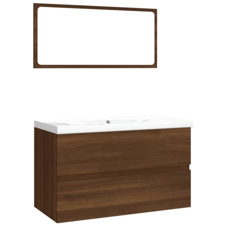 vidaXL Set Mobili da Bagno Rovere Marrone in Legno Multistrato