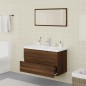 vidaXL Set Mobili da Bagno Rovere Marrone in Legno Multistrato vidaXL Set Mobili da Bagno Rovere Marrone in Legno Multistrato