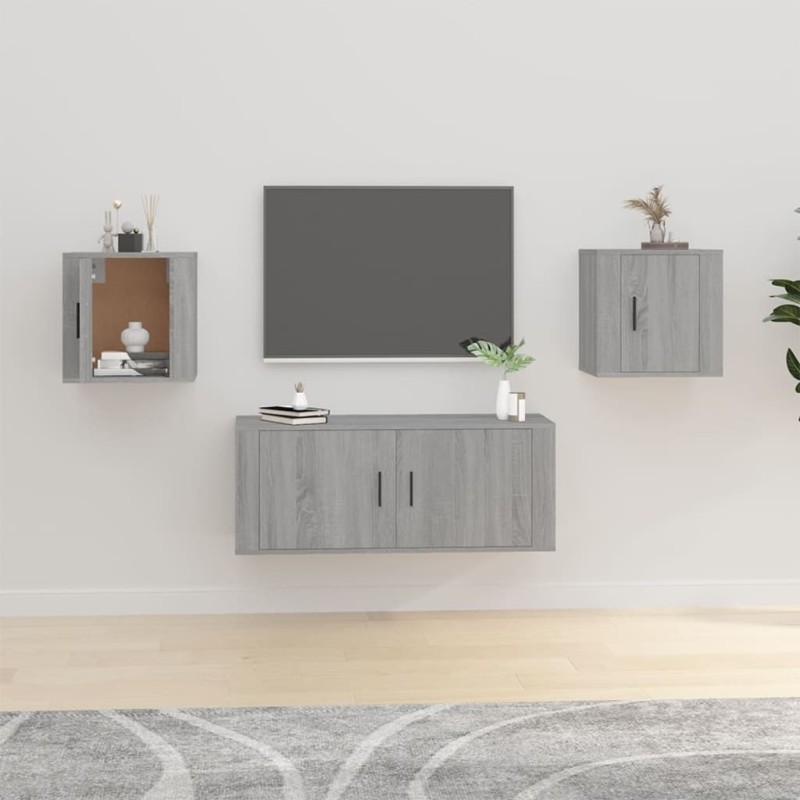 Mobili Porta TV a Parete 2 pz Grigio Sonoma 40x34,5x40 cm Mobili Porta TV a Parete 2 pz Grigio Sonoma 40x34,5x40 cm