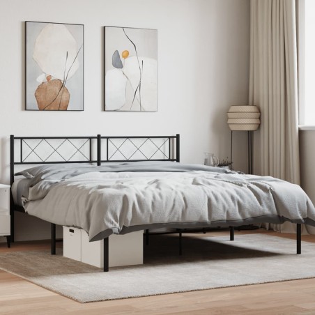 vidaXL Giroletto con Testiera in Metallo Nero 140x190 cm