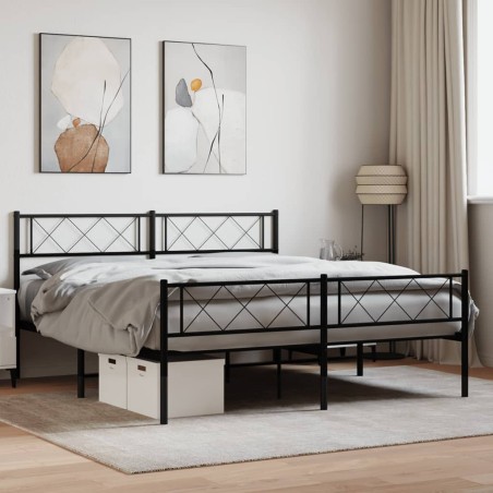 vidaXL Giroletto con Testiera e Pediera Metallo Nero 140x200 cm