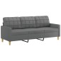 vidaXL Set di Divani 3 pz con Cuscini Grigio Scuro in Tessuto vidaXL Set di Divani 3 pz con Cuscini Grigio Scuro in Tessuto