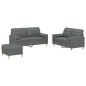 vidaXL Set di Divani 3 pz con Cuscini Grigio Scuro in Tessuto vidaXL Set di Divani 3 pz con Cuscini Grigio Scuro in Tessuto