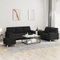 vidaXL Set Divani 3 pz con Cuscini Nero in Tessuto vidaXL Set Divani 3 pz con Cuscini Nero in Tessuto