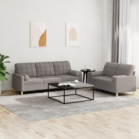 vidaXL Set Divani 2 pz con Cuscini Tortora in Tessuto