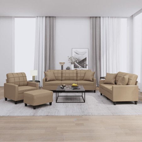 vidaXL Set di Divani 4 pz con Cuscini Cappuccino in Similpelle