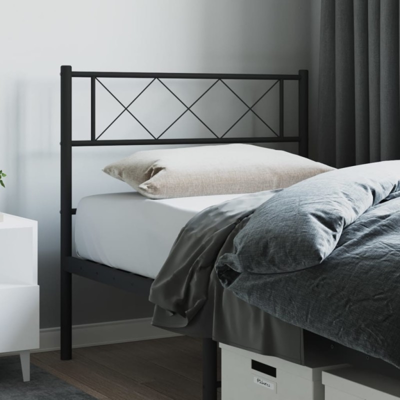vidaXL Testiera in Metallo Nero 90 cm