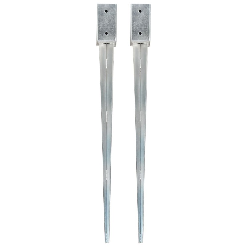 vidaXL Picchetti di Terra 2 pz Argento 7x7x90 cm in Acciaio Zincato vidaXL Picchetti di Terra 2 pz Argento 7x7x90 cm in Acciaio Zincato