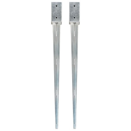 vidaXL Picchetti di Terra 2 pz Argento 7x7x90 cm in Acciaio Zincato