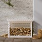 Portalegna Bianco 108x73x79 cm in Legno Massello di Pino Portalegna Bianco 108x73x79 cm in Legno Massello di Pino