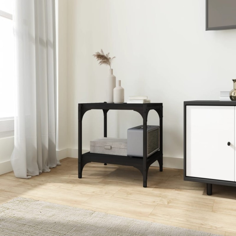 Mobile Porta TV Nero 40x33x41 cm in Legno Multistrato e Acciaio Mobile Porta TV Nero 40x33x41 cm in Legno Multistrato e Acciaio